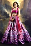 Buy_Rashika Sharma_Magenta Lehenga Satin Printed Sequin Square Floral Geometric Set _at_Aza_Fashions