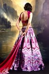 Shop_Rashika Sharma_Magenta Lehenga Satin Printed Sequin Square Floral Geometric Set _at_Aza_Fashions