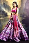 Buy_Rashika Sharma_Magenta Lehenga Satin Printed Sequin Square Floral Geometric Set _Online_at_Aza_Fashions