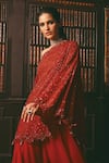 Buy_Studio22 by Pulkita Arora Bajaj_Red Georgette Embroidery Sequins One Crescent Crystal Cape With Sharara 