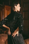 Shop_Studio22 by Pulkita Arora Bajaj_Black Organza Embellished Sequin Jacket Glimmering Star Crystal With Jumpsuit _at_Aza_Fashions