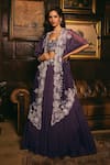 Buy_Studio22 by Pulkita Arora Bajaj_Purple Organza Embroidered Pearl Jacket Imperial Zari Scalloped Lehenga Set _at_Aza_Fashions