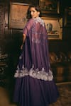 Shop_Studio22 by Pulkita Arora Bajaj_Purple Organza Embroidered Pearl Jacket Imperial Zari Scalloped Lehenga Set _at_Aza_Fashions