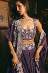 Studio22 by Pulkita Arora Bajaj_Purple Organza Embroidered Pearl Jacket Imperial Zari Scalloped Lehenga Set _at_Aza_Fashions