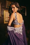 Buy_Studio22 by Pulkita Arora Bajaj_Purple Organza Embroidered Pearl Jacket Imperial Zari Scalloped Lehenga Set 