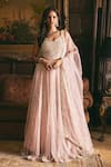 Buy_Studio22 by Pulkita Arora Bajaj_Pink Organza Embellished Crystal Sweetheart Magnolia Pearl Lehenga Set _at_Aza_Fashions