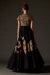 Shop_Rohit Bal_Black Chanderi Embroidered Aari V-neck Angrakha Anarkali Set _at_Aza_Fashions