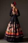 Shop_Rohit Bal_Black Chanderi Printed Floral Digital Scoop Blossom Anarkali Set _at_Aza_Fashions