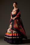 Rohit Bal_Black Chanderi Printed Floral Digital Scoop Blossom Anarkali Set _Online_at_Aza_Fashions