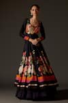 Shop_Rohit Bal_Black Chanderi Printed Floral Digital Scoop Blossom Anarkali Set _Online_at_Aza_Fashions