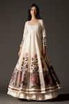 Rohit Bal_Ivory Chanderi Silk Printed Floral Scoop Vertical Vine Anarkali Set _Online_at_Aza_Fashions