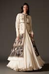 Buy_Rohit Bal_Ivory Chanderi Printed Floral Mandarin Collar Gradient Pastel Jacket _at_Aza_Fashions