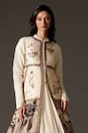 Rohit Bal_Ivory Chanderi Printed Floral Mandarin Collar Gradient Pastel Jacket _Online_at_Aza_Fashions