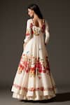 Shop_Rohit Bal_Multi Color Chanderi Silk And Cotton Rose Bloom Print Anarkali Churidar Set _at_Aza_Fashions