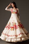 Buy_Rohit Bal_Multi Color Chanderi Silk And Cotton Rose Bloom Print Anarkali Churidar Set _Online_at_Aza_Fashions