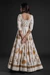 Shop_Rohit Bal_Ivory Chanderi Embroidery Aari Round Floral Bouquet Print Anarkali Churidar Set _at_Aza_Fashions