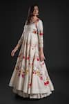 Shop_Rohit Bal_Ivory Chanderi Embroidery Aari Paan Neck Floral Vine Print Anarkali Churidar Set _Online_at_Aza_Fashions