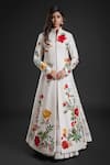 Buy_Rohit Bal_Ivory Chanderi Embroidery Floral Collared Anarkali Jacket _at_Aza_Fashions