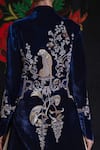 Shop_Rohit Bal_Blue Velvet Embroidery Floral Collared Vine Jacket _Online_at_Aza_Fashions