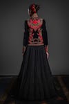 Shop_Rohit Bal_Black Velvet Embroidery Floral Collared Vine Short Jacket _at_Aza_Fashions