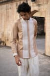 Buy_Dash and Dot_Beige 100% Organic Cotton Embroidered Thread Fine Shirt _at_Aza_Fashions