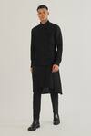 Shop_Dhruv Vaish_Black Silk Embroidered Lace Jawahar Jacket _at_Aza_Fashions