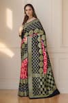 Buy_Khwaab by Sanjana Lakhani_Pink Woven Floral Motifs Banarasi Saree With Running Blouse _at_Aza_Fashions