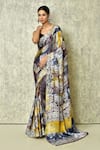 Shop_Khwaab by Sanjana Lakhani_Purple Digital Printed Abstract Floral Saree With Running Blouse _Online_at_Aza_Fashions