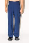 Leh Studios_Blue 100% Viscose Toby Pleated Pant _at_Aza_Fashions