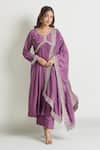 Buy_Samyukta Singhania_Purple Anarkali And Pant Bsy Viscose Embroidery Zari Thread V Neck Set 