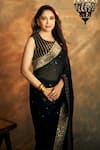 Masaba_Black Georgette Potters Touch Border Half Saree With Unstitched Blouse Piece _at_Aza_Fashions