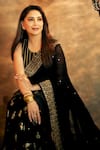 Buy_Masaba_Black Georgette Potters Touch Border Half Saree With Unstitched Blouse Piece 