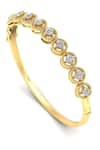 Divine Solitaires_Yellow Diamonds 18kt Gold Encrusted Oval Bangle _Online_at_Aza_Fashions