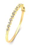 Buy_Divine Solitaires_Yellow Imitation Diamonds 18kt Gold Round Cut Embellished Bangle_at_Aza_Fashions
