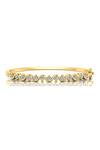 Shop_Divine Solitaires_Yellow Imitation Diamonds 18kt Gold Round Cut Embellished Bangle_at_Aza_Fashions
