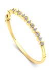 Divine Solitaires_Yellow Imitation Diamonds 18kt Gold Round Cut Embellished Bangle_Online_at_Aza_Fashions