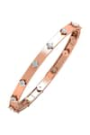 Buy_Divine Solitaires_Rose Gold Diamonds 18kt Embellished Round Bangle _at_Aza_Fashions