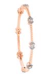 Divine Solitaires_Rose Gold Imitation Diamonds 18kt Encrusted Round Bangle_Online_at_Aza_Fashions