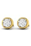 Buy_Divine Solitaires_Yellow Diamonds 18kt Gold Round Cut Embellished Earrings _at_Aza_Fashions