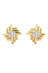 Buy_Divine Solitaires_Yellow Diamonds 18kt Gold Adorned Abstract Studs _at_Aza_Fashions