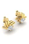 Shop_Divine Solitaires_Yellow Diamonds 18kt Gold Adorned Abstract Studs _at_Aza_Fashions