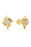 Divine Solitaires_Yellow Diamonds 18kt Gold Adorned Abstract Studs _Online_at_Aza_Fashions