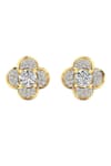 Buy_Divine Solitaires_Yellow Diamonds 18kt Gold Adorned Floret Earrings _at_Aza_Fashions