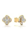 Divine Solitaires_Yellow Diamonds 18kt Gold Adorned Floret Earrings _Online_at_Aza_Fashions