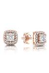 Divine Solitaires_Rose Gold Imitation Diamonds 18kt Square Cutwork Studs_Online_at_Aza_Fashions