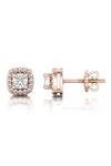 Buy_Divine Solitaires_Rose Gold Imitation Diamonds 18kt Square Cutwork Studs_Online_at_Aza_Fashions