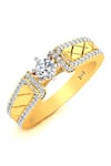 Buy_Divine Solitaires_Yellow Imitation Diamonds Textured Solitaire Ring_at_Aza_Fashions
