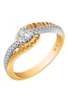 Buy Divine Solitaires Yellow Imitation Diamonds Solitaire Textured Wave Ring at Aza Fashions Buy_Divine Solitaires_Yellow Imitation Diamonds Solitaire Textured Wave Ring_at_Aza_Fashions