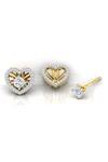 Divine Solitaires_Yellow Imitation Diamonds Stone Heart Jacket Studs_Online_at_Aza_Fashions