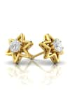 Shop_Divine Solitaires_Yellow Diamond Round Star Studs _at_Aza_Fashions